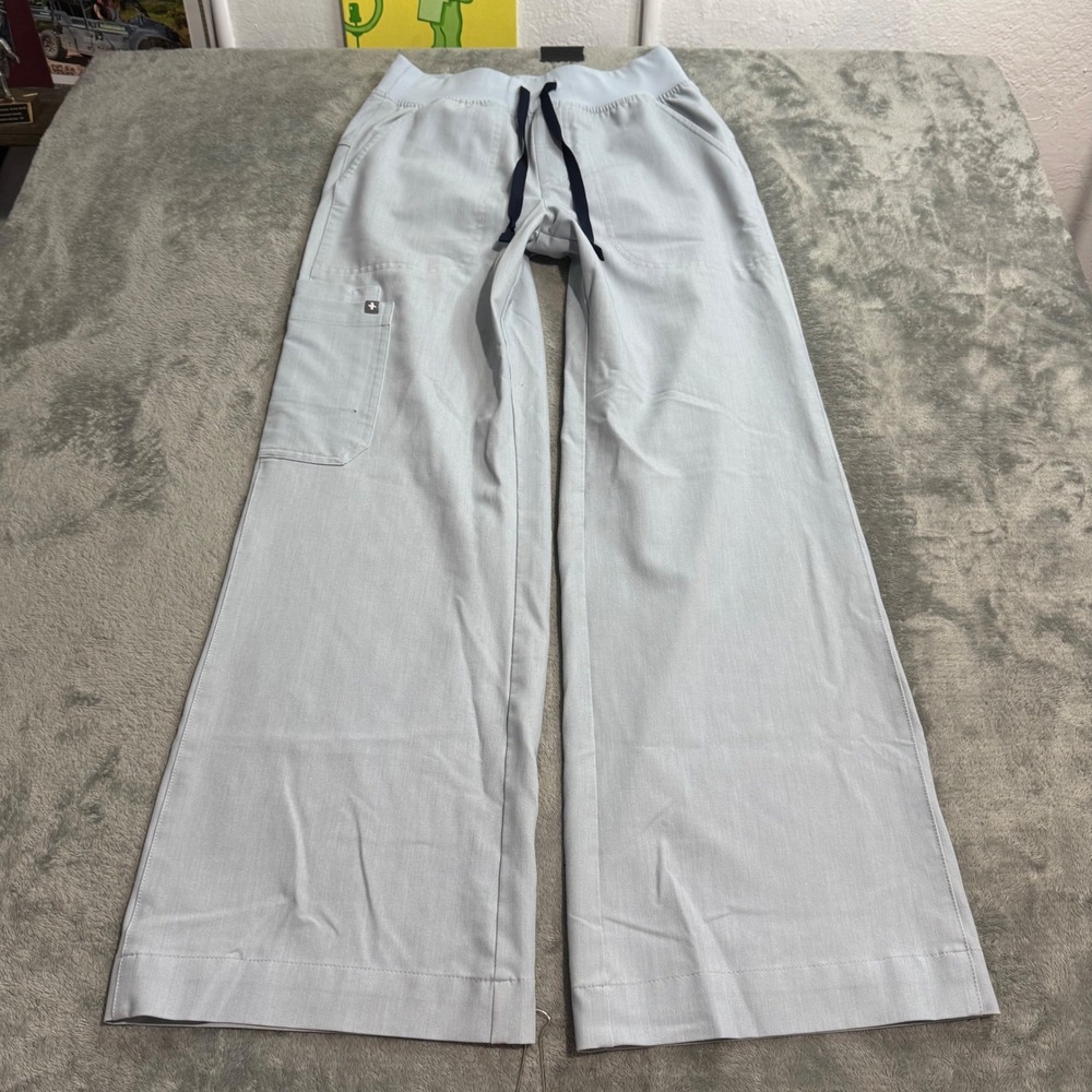 FIGS Technical Collection Wide Leg Scrub Pants Light Blue XS Petite 1001567P